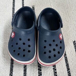 CROCS Kids Navy Blue Clogs with Red Trim